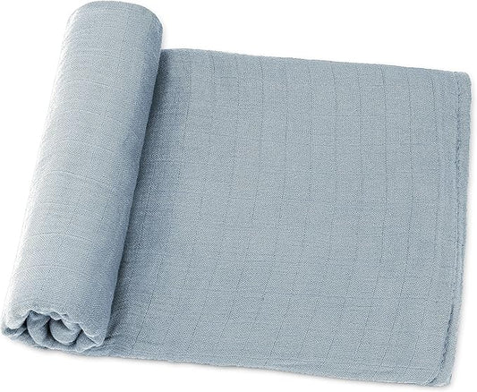 Comfy Cubs Muslin Swaddle Blankets Pack of 1, 47 x 47 Inch Soft Cotton Baby Blanket Set, Large Multipurpose Wraps for Newborns - Self-Soothing Swaddles for Newborns - Pacific Blue