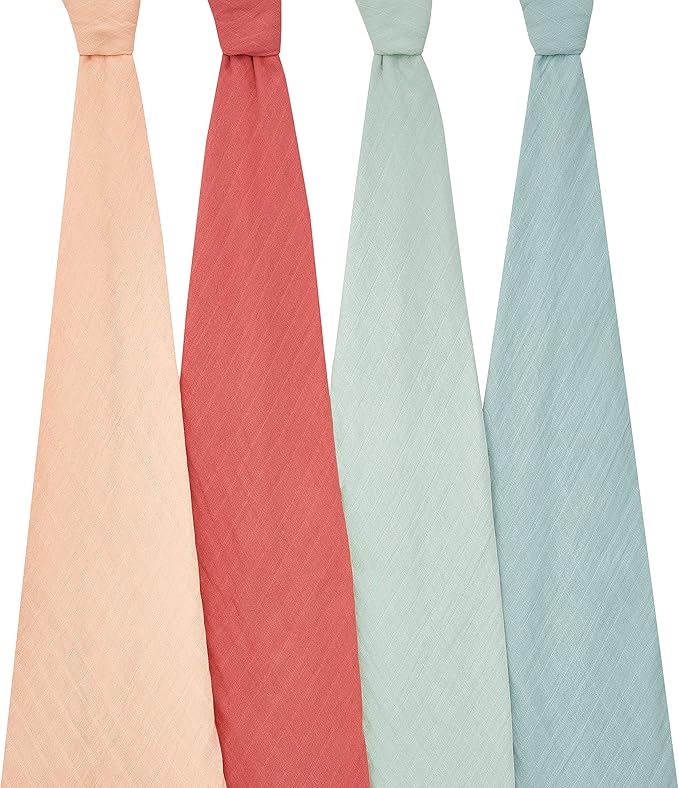 aden + anais Boutique Organic Swaddle Blanket 4-Pack – 100% Organic Cotton Muslin, Large, Soft, Breathable Receiving Blankets for Infants – Lightweight Multi-Use Baby Swaddles, Mother Earth