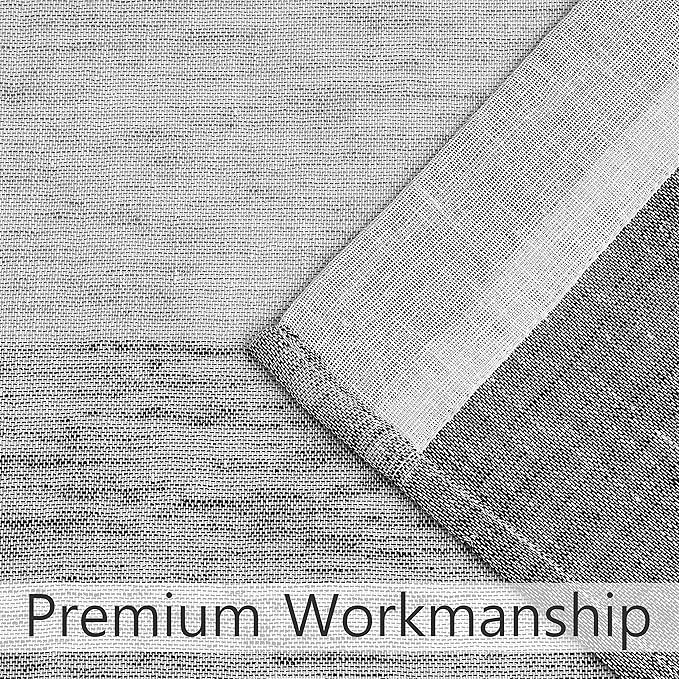 Central Park Gray Charcola Stripe Sheer Color Block Window Curtain Panel Linen Window Treatment for Bedroom Living Room Farmhouse 95 inches Long Rod Pocket, 2 Panel Rustic Drapes, 40"x95"x2