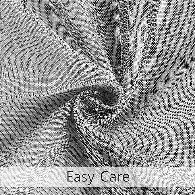Central Park Gray Charcola Stripe Sheer Color Block Window Curtain Panel Linen Window Treatment for Bedroom Living Room Farmhouse 95 inches Long Rod Pocket, 2 Panel Rustic Drapes, 40"x95"x2
