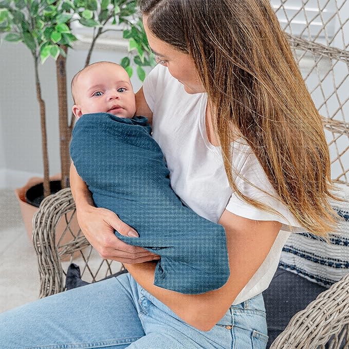 Comfy Cubs Muslin Swaddle Blankets Pack of 1, 47 x 47 Inch Soft Cotton Baby Blanket Set, Large Multipurpose Wraps for Newborns - Self-Soothing Swaddles for Newborns - Neptune