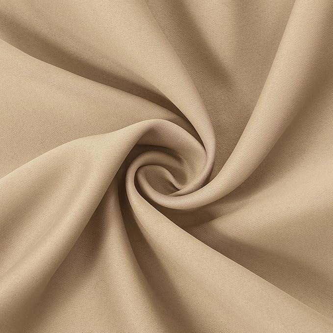 LEMOMO Blackout Curtains 42 x 63 Inch Beige Curtains 2 Panels Darkening Thermal Insulated Bedroom Curtains