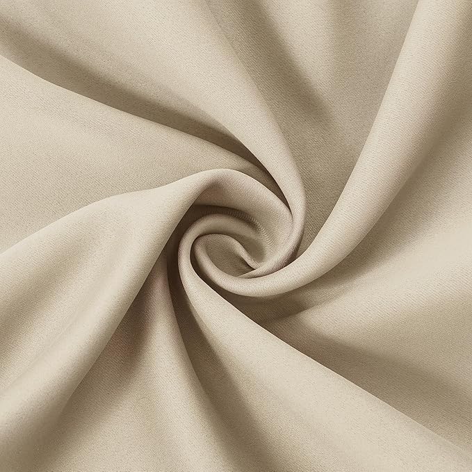 LEMOMO Blackout Curtains Light Beige Curtains 42 x 63 Inch 2 Panels Darkening Thermal Insulated Bedroom Curtains